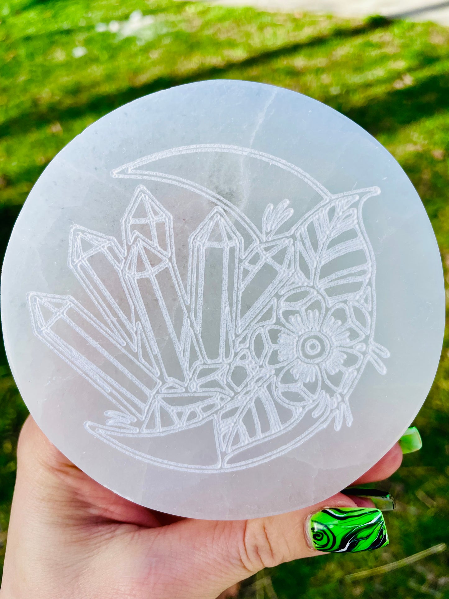 Selenite Crystal Moon Charging Plate