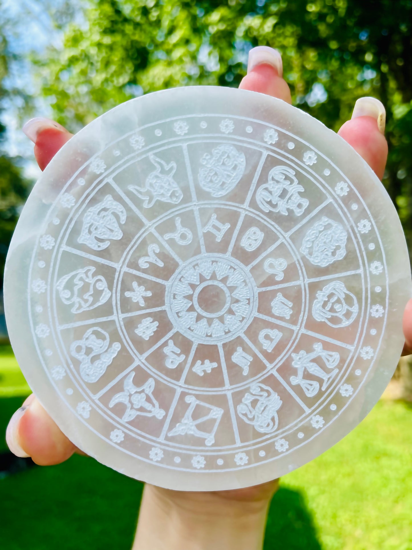 Selenite Zodiac Sign Charging Plate