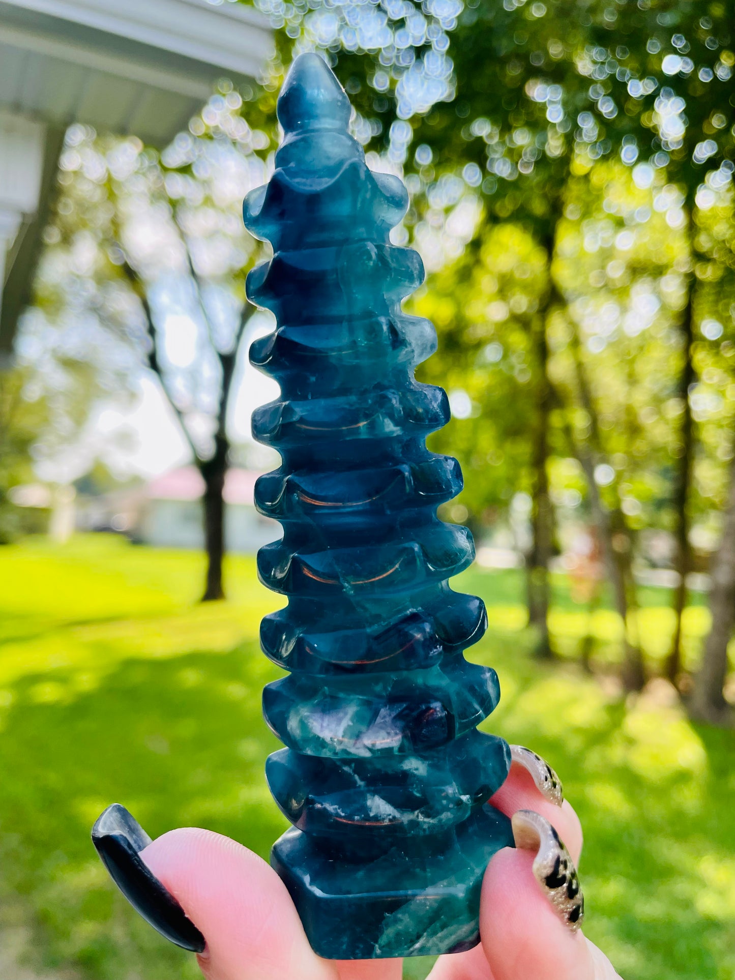 Blue Fluorite Wen Chang Tower