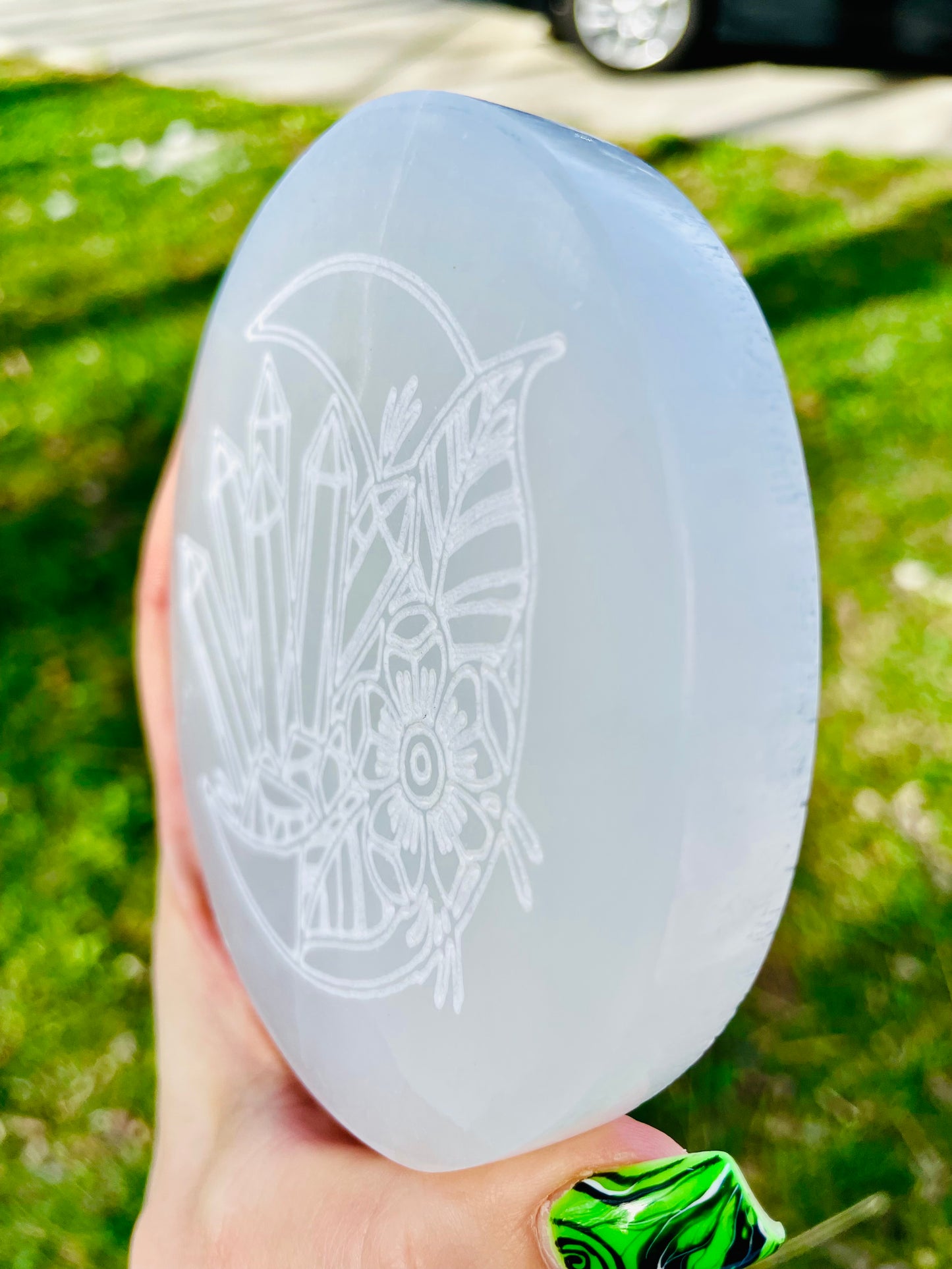 Selenite Crystal Moon Charging Plate