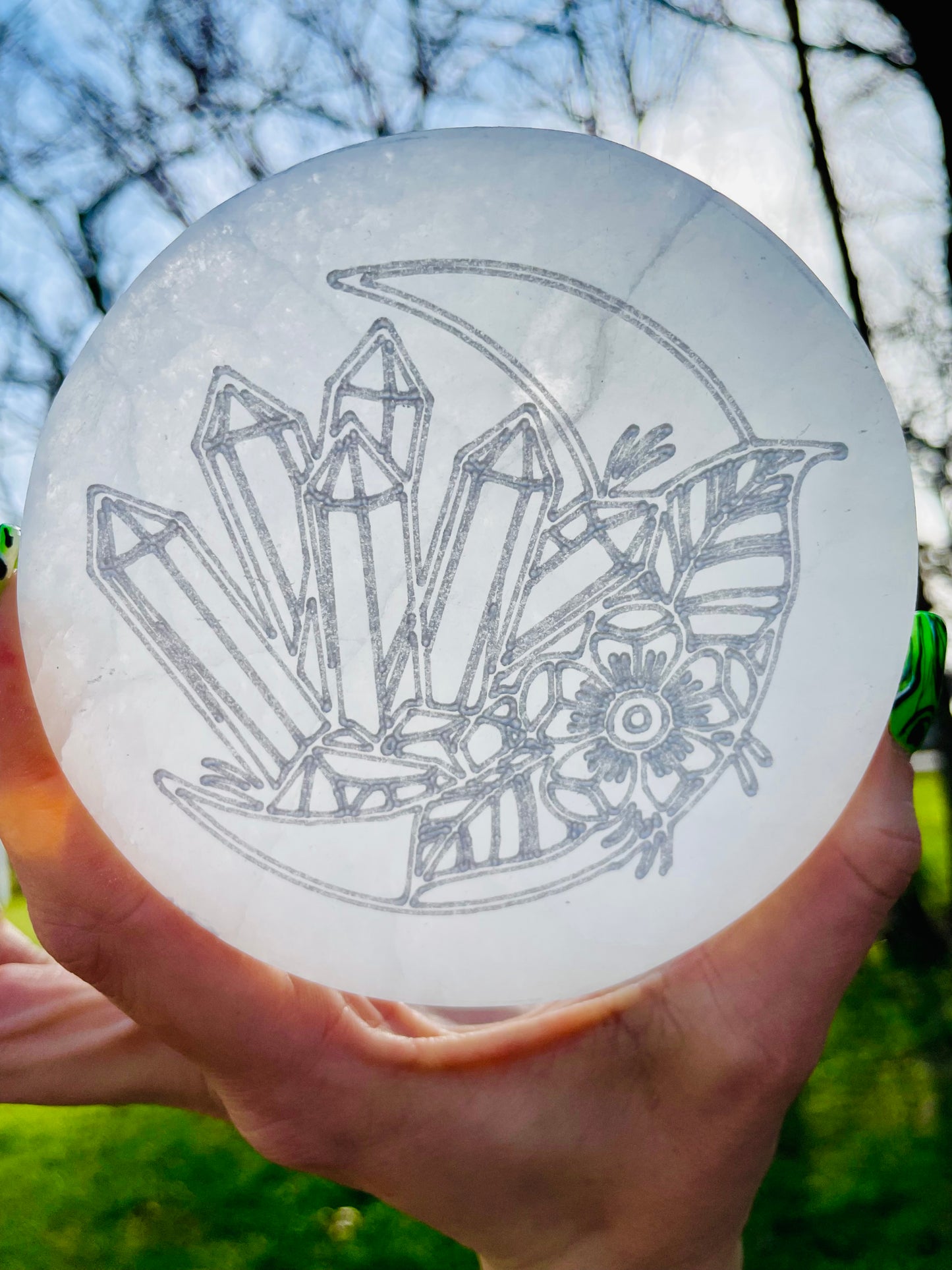 Selenite Crystal Moon Charging Plate