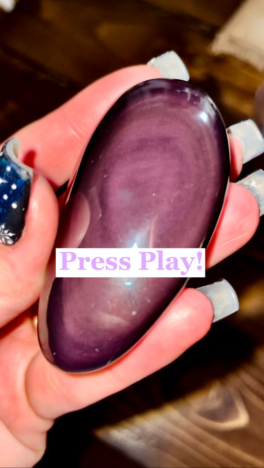Lavender Dreams Rainbow Obsidian Palmstone - Medium