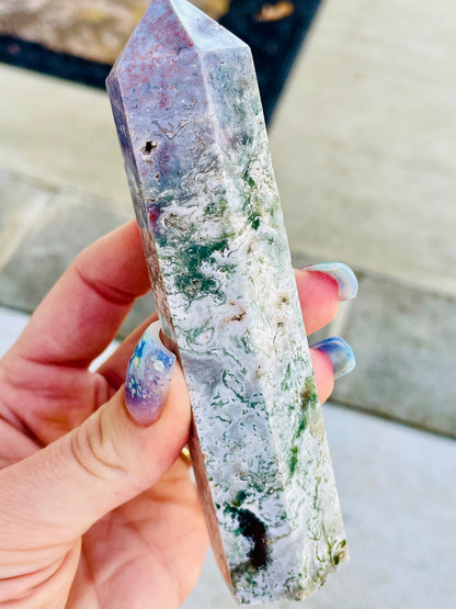 Lavender w/ Moss Agate 7th Vein Ocean Jasper Tower