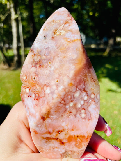 Carnelian with Flower Agate Flame