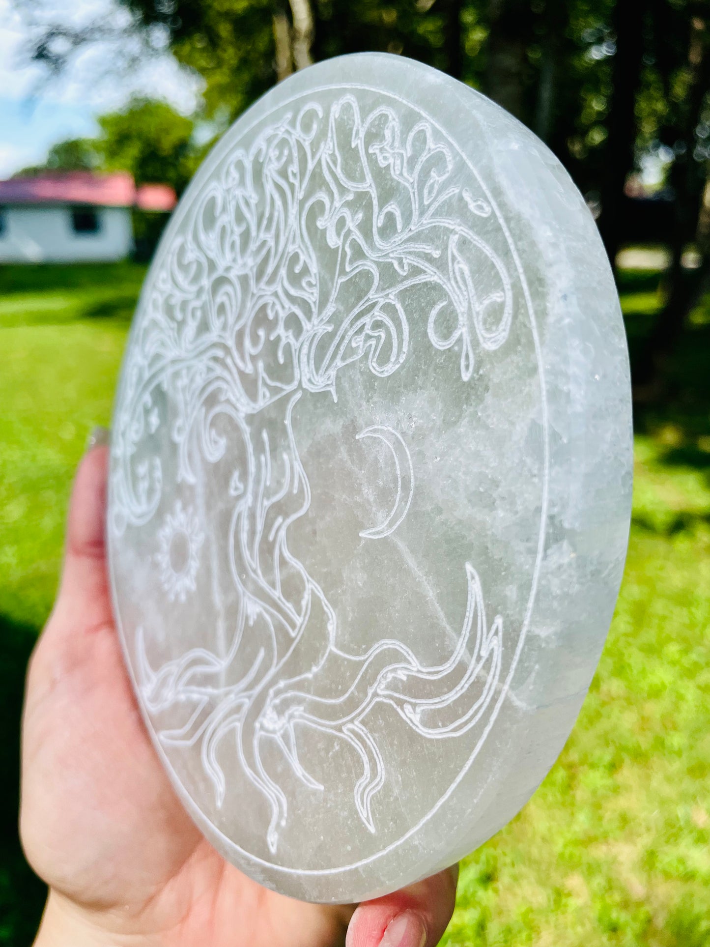 Selenite Tree of Life Charging Plate - Large