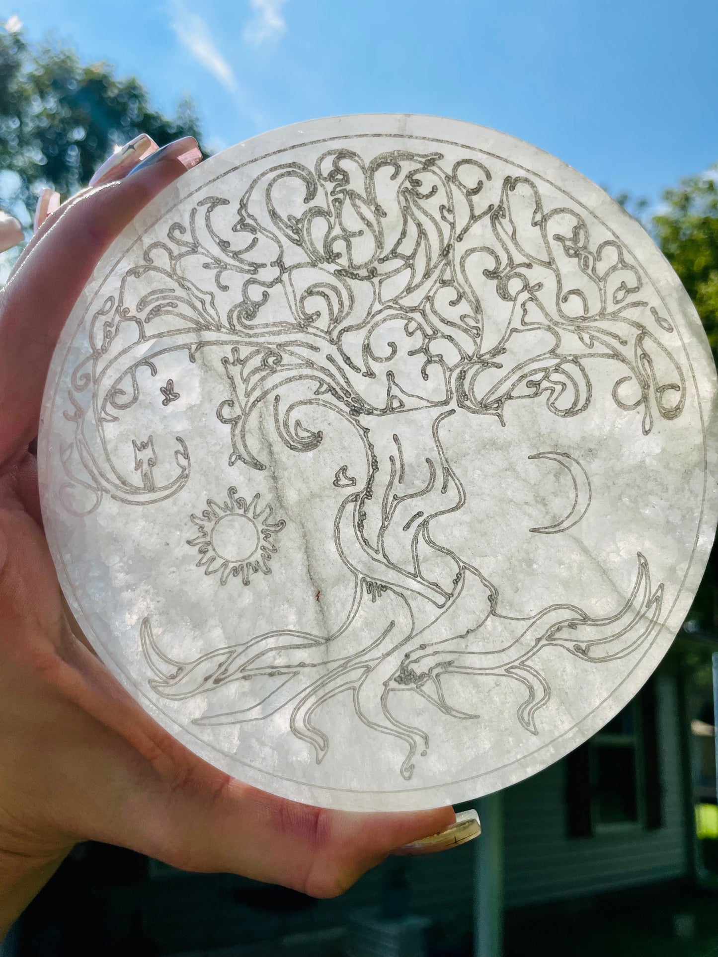 Selenite Tree of Life Charging Plate - Large