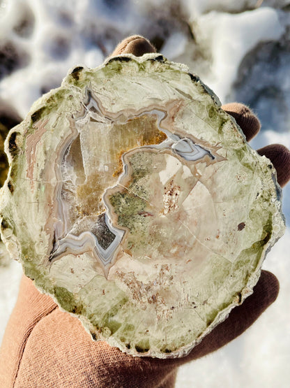 Agate with Naturally Inlaid Calcite Nodule