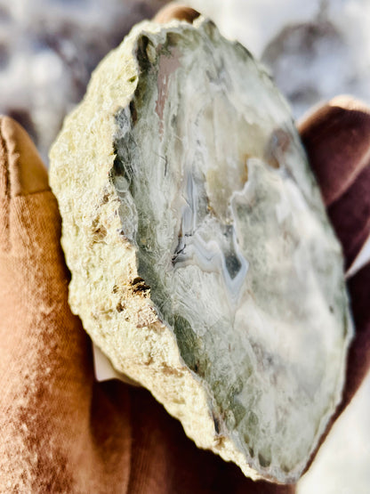 Agate with Naturally Inlaid Calcite Nodule