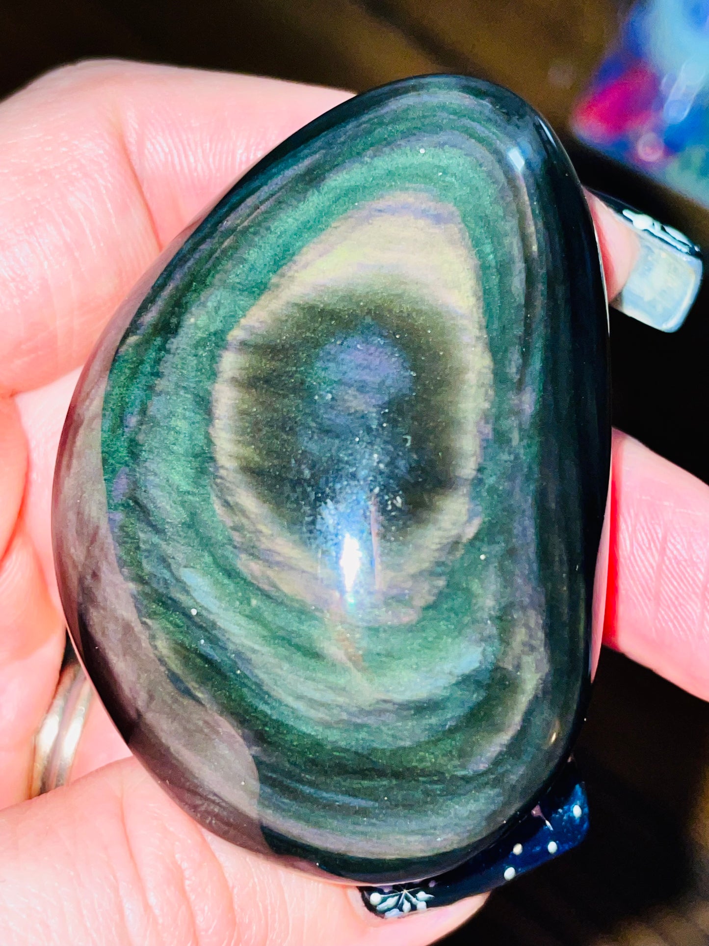 Galactic Rainbow Obsidian Palmstone - Medium