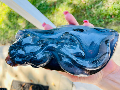 XXL Blue Dendritic Agate Lizard Quartz Geode