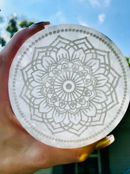 Selenite Mandala Charging Plate