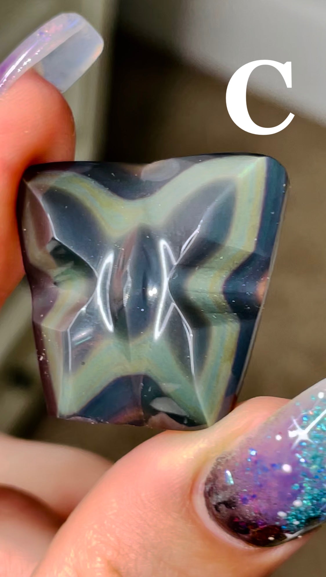 Rainbow Obsidian Butterfly Carvings