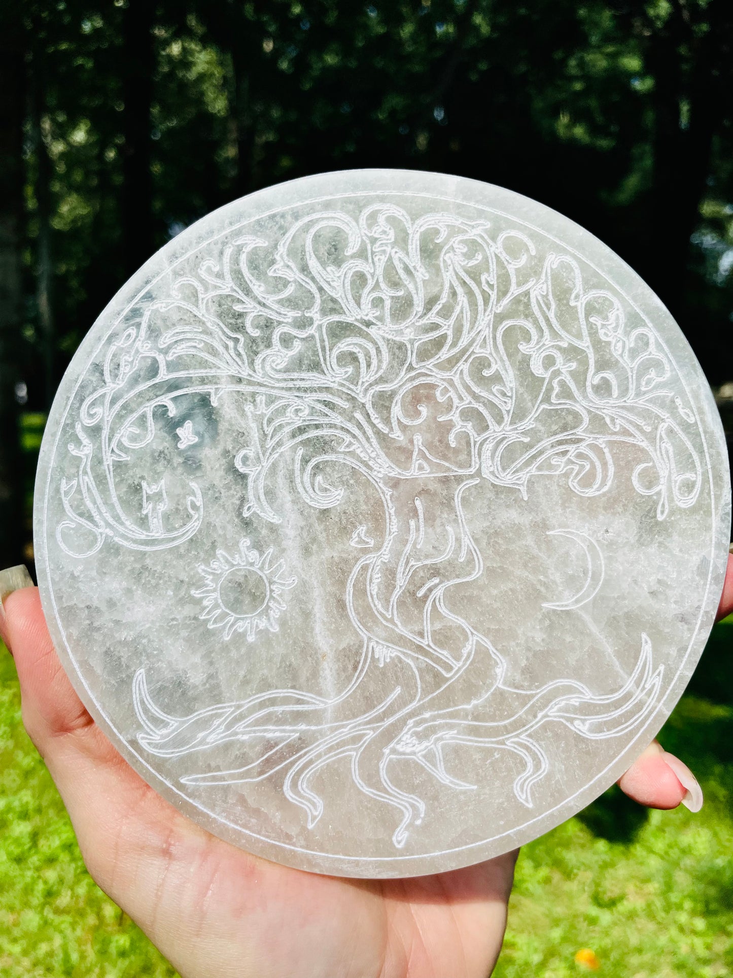 Selenite Tree of Life Charging Plate - Large