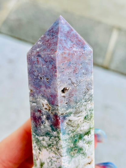 Lavender w/ Moss Agate 7th Vein Ocean Jasper Tower