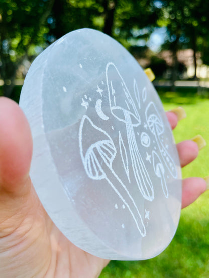 Selenite Mushroom Charging Plate