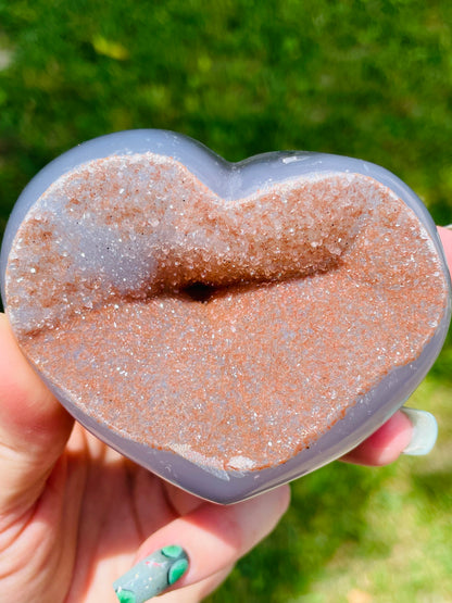 Uruguayan Orange Druzy Agate Heart