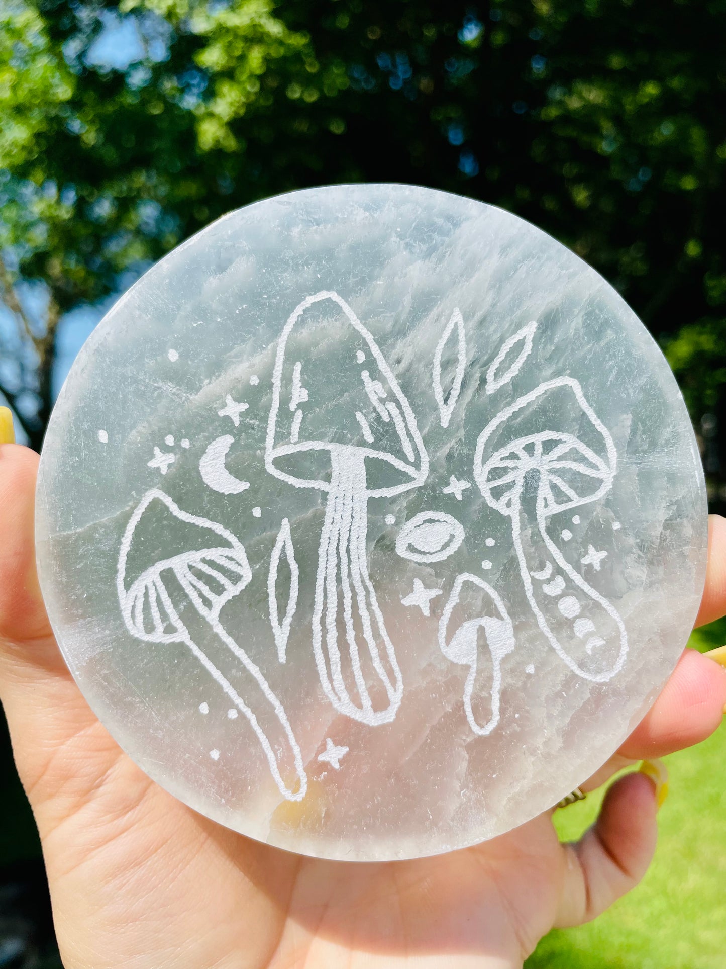 Selenite Mushroom Charging Plate