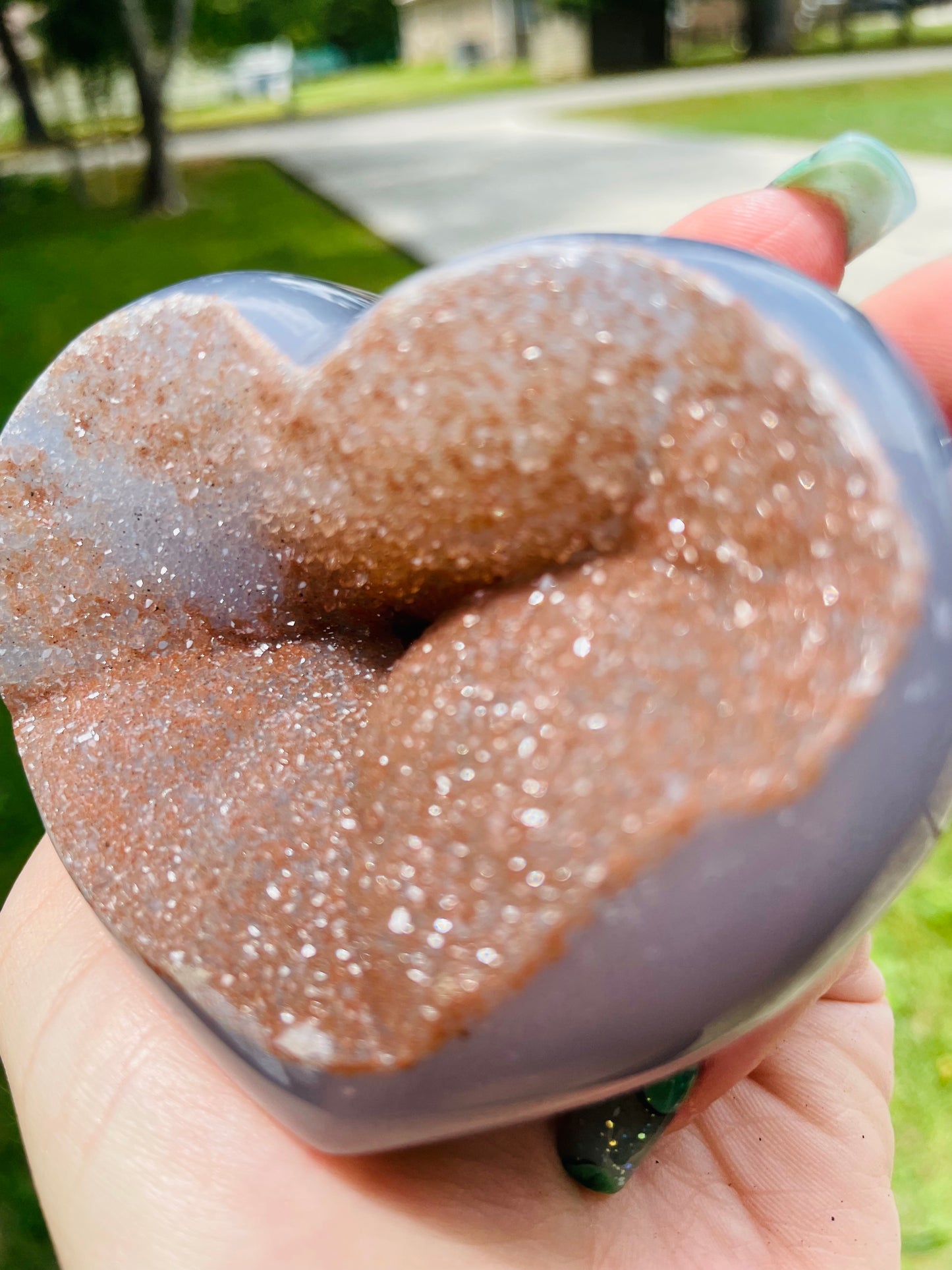 Uruguayan Orange Druzy Agate Heart