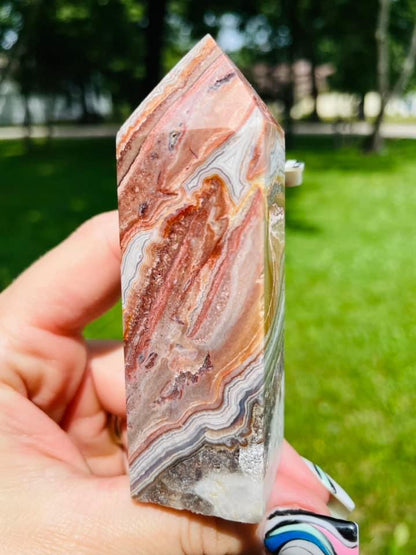 Mexican Crazy Lace Agate Tower