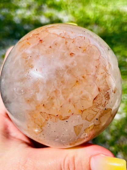 Uruguayan Amethyst Geode Sphere with Honeycombed Hematoid