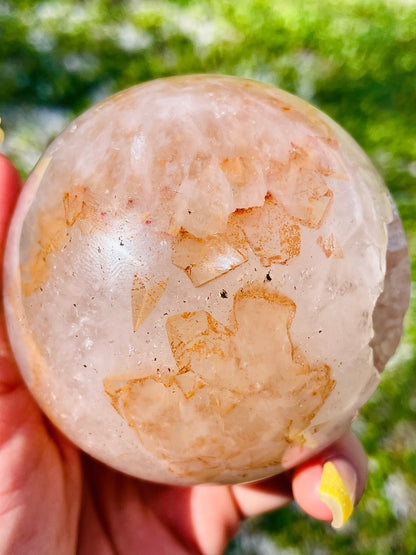 Uruguayan Amethyst Geode Sphere with Honeycombed Hematoid