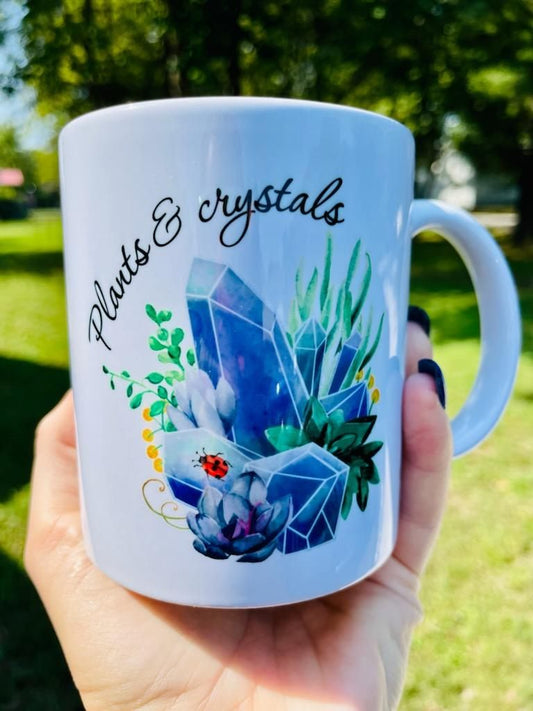 "Plants & Crystals" Hand-Made Crystal Mug