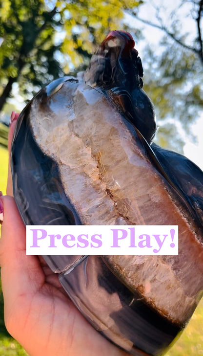 XXL Blue Dendritic Agate Lizard Quartz Geode