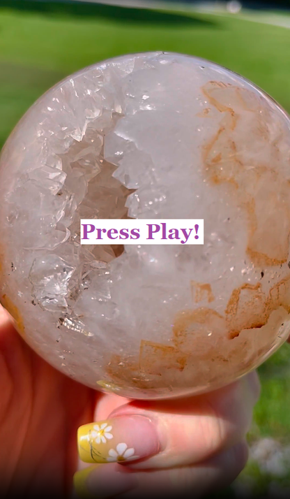 Uruguayan Amethyst Geode Sphere with Honeycombed Hematoid